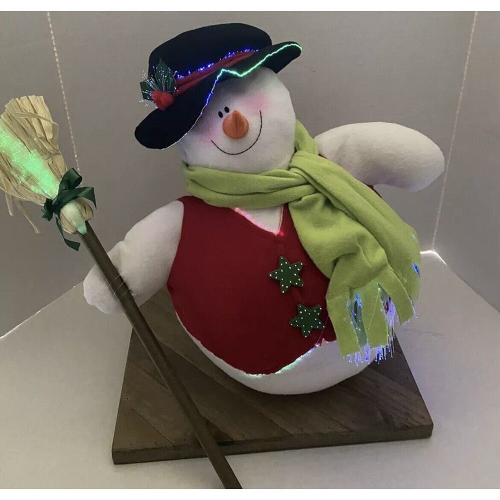 Vintage Avon Twinkling Fiber Optic Friends Snowman Inflatable Jolly 20”-NIB-2004